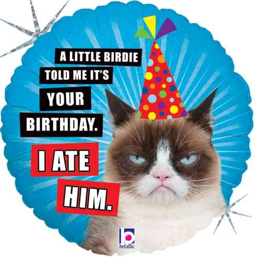 18" Grumpy Cat I Ate Him Birthday Foil Balloon - 5 Pack