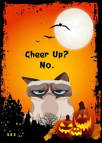 Grumpy Cat Halloween Cheer Up - Doorfoto Door Decor